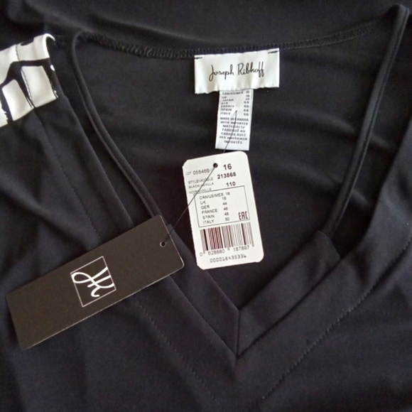 Joseph Ribkoff Black White Stretch Top 16/18 - Picture 7 of 8